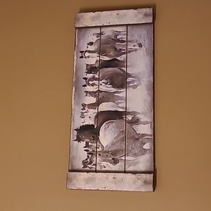 Running horses wood wall decor